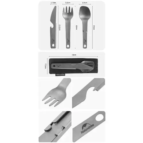 Set de couteaux, fourchettes et cuillères en titane Naturehike – Image 4