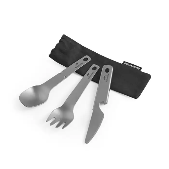Set de couteaux, fourchettes et cuillères en titane Naturehike – Image 3