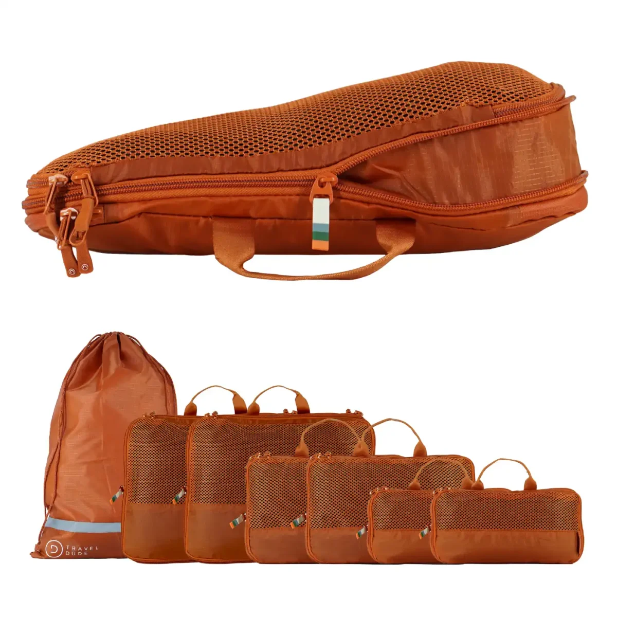 Housses de rangement et compression – set de 7 (Orange brique)